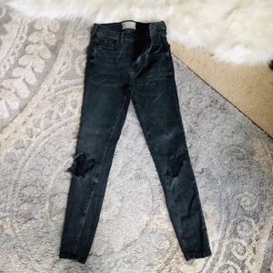 Free people distressed black/ dark gray jeans